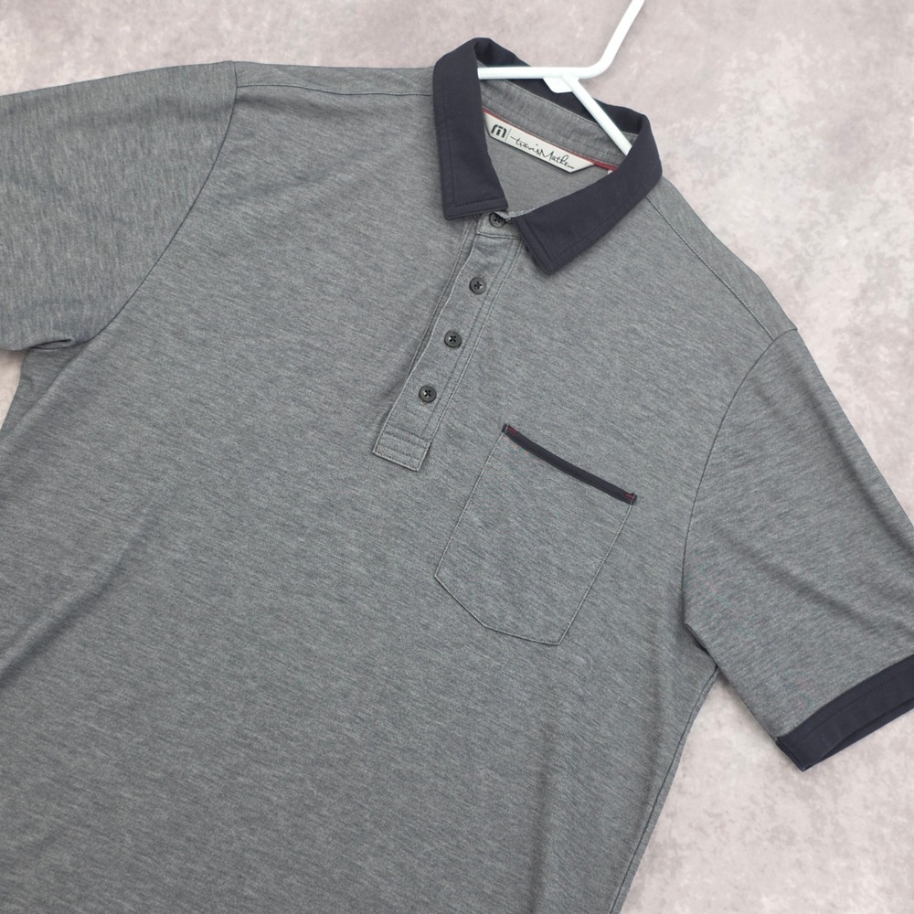TravisMathew Mens Golf Polo Shirt Medium Gray Short Sleeve Pocket Performance